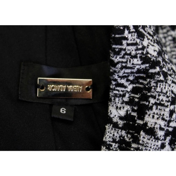 Alexia Admor Black White Glen Houndstooth Plaid Pencil Sheath Dress Sz 6 V Neck - Picture 3 of 6